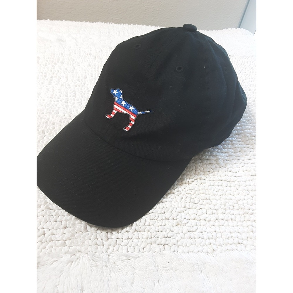 PINK BRAND Hat Cap USA FLAG DOG  black adjustable 100% cotton